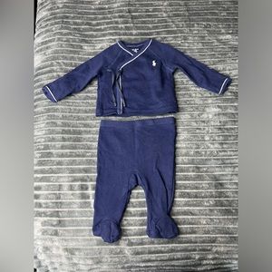 Ralph Lauren two piece set with footies. Size Newborn